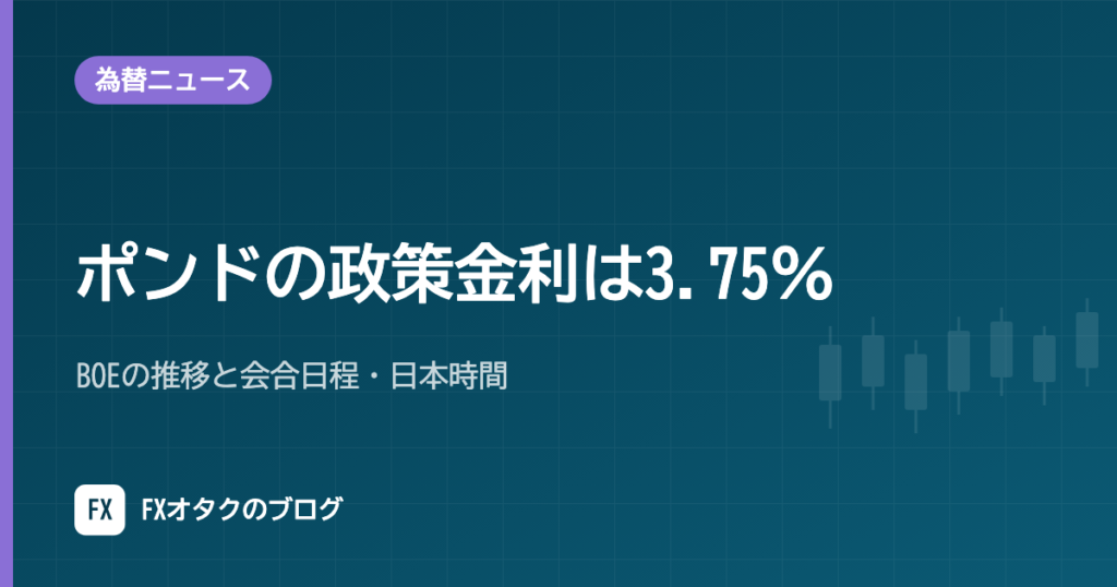 ポンドの政策金利は3.75％｜BOEの推移と会合日程・日本時間【2026年10月】